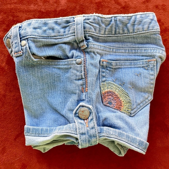 VINTAGE Y2K Tropical Embroidered OLD NAVY Girl’s Denim SHORTS Medium - Picture 10 of 12